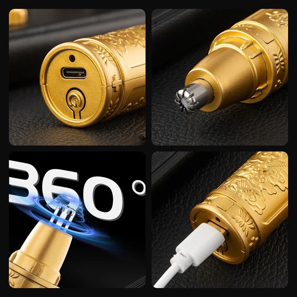 Электрический триммер для волос в носу, мужской прибор для удаления волос в носу и ушах, портативный мини-триммер для волос, перезаряжаемый через USB, моющаяся машинка для стрижки волос