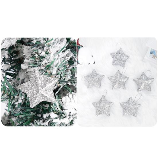 6 шт., рождественские пятиконечные праздничные подвесные украшения со звездой, многоразовый декор, елка, блестящий порошок, звездный орнамент