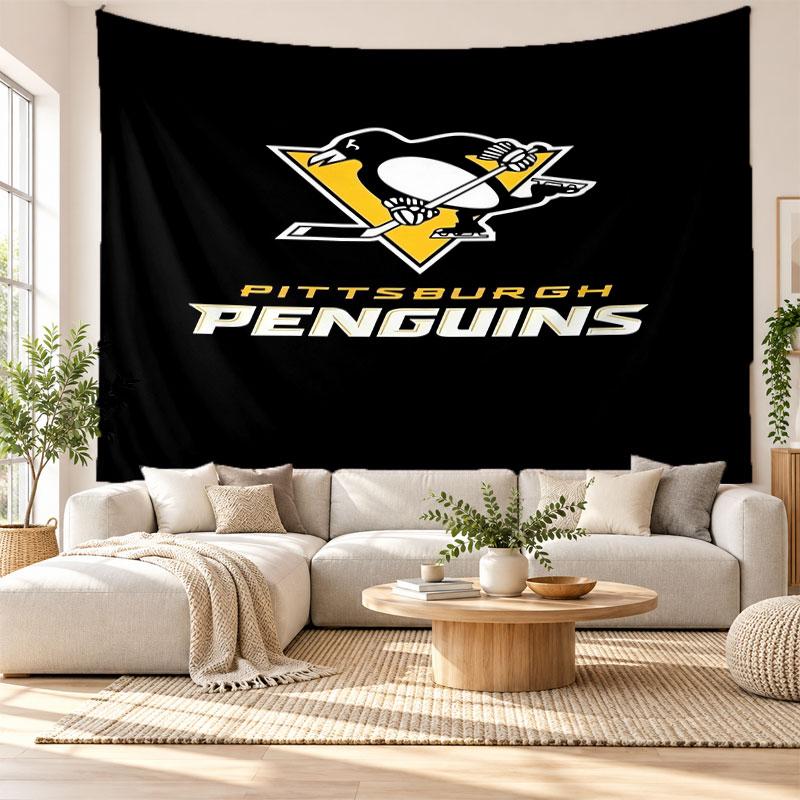Pittsburgh Penguins Wall Tapestry, Soft Fabric Wall Hanging, Decorative Backdrop For Bedroom Home Wall Art