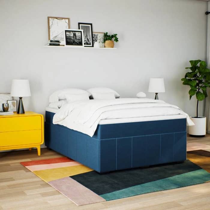 Maison Exclusive - Sommier à lattes de lit avec matelas Bleu 160x200 cm Tissu