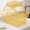 3-ярусная металлическая фруктовая корзина, органайзер для закусок, стеллаж для хранения 11,8x7,8x11,8 дюйма с держателем для салфеток