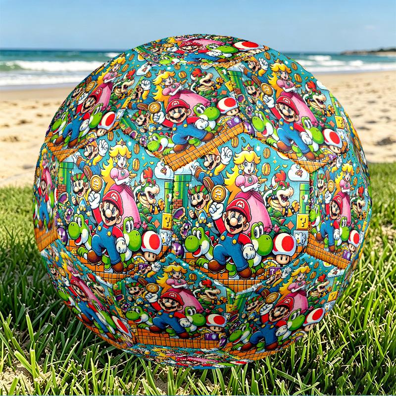 Super Mario Print Size 5 Soccer Ball, PU Wear Resistant Football for Match Training and Daily Practice, Birthday Gift for Soccer Fans
