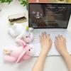 Birthday Hat Cute Prone Posture Rabbit Plush Doll Toy For Decoration Desktop