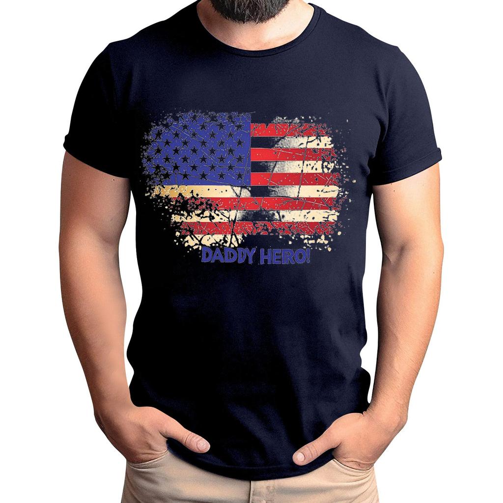 Мужская футболка с принтом флага ко Дню отца, мужской свободный повседневный топ с коротким рукавом