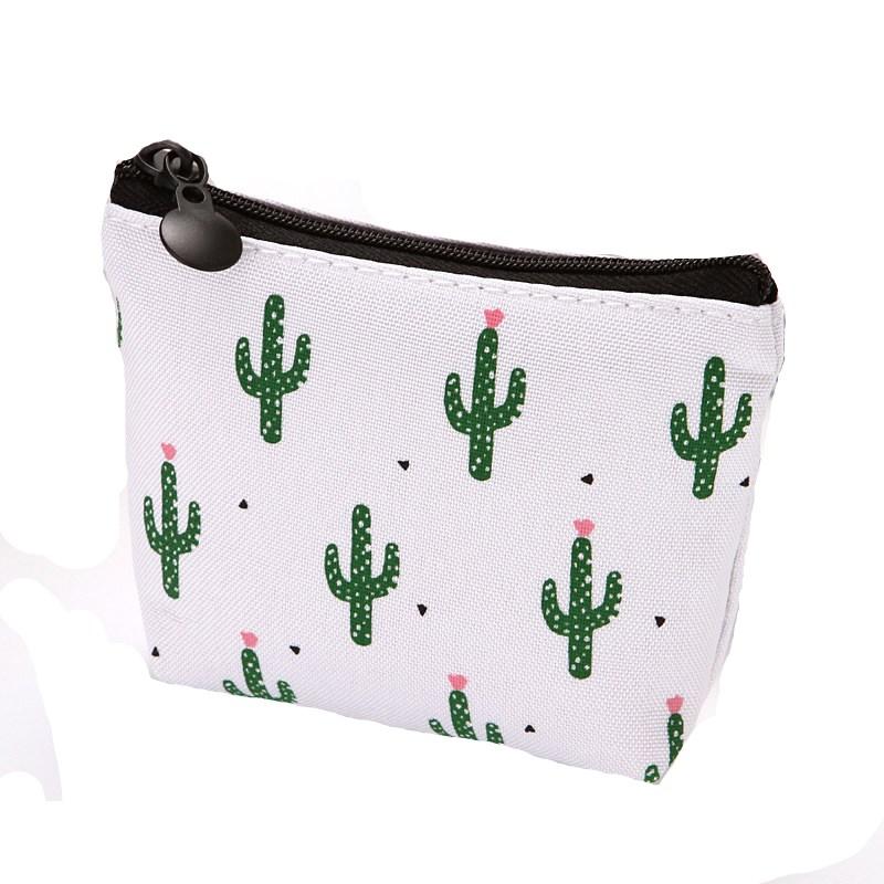 Кошелек для монет, женский узор кактуса, холст, ключ для карты, мини-кошелек, маленькая сумка-держатель для монет на молнии, сумка для карт