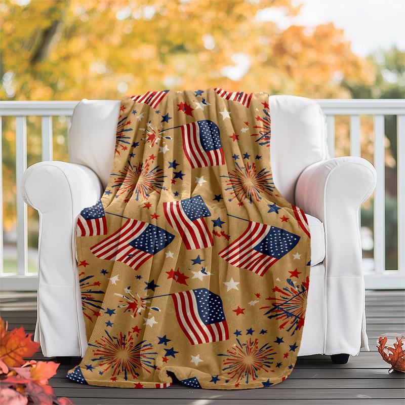 American Flag Flannel Blanket Soft All-Season Throw, Design for Camping, Car Travel, Hiking Sofa, Bed, Office Perfect Gift for Parties