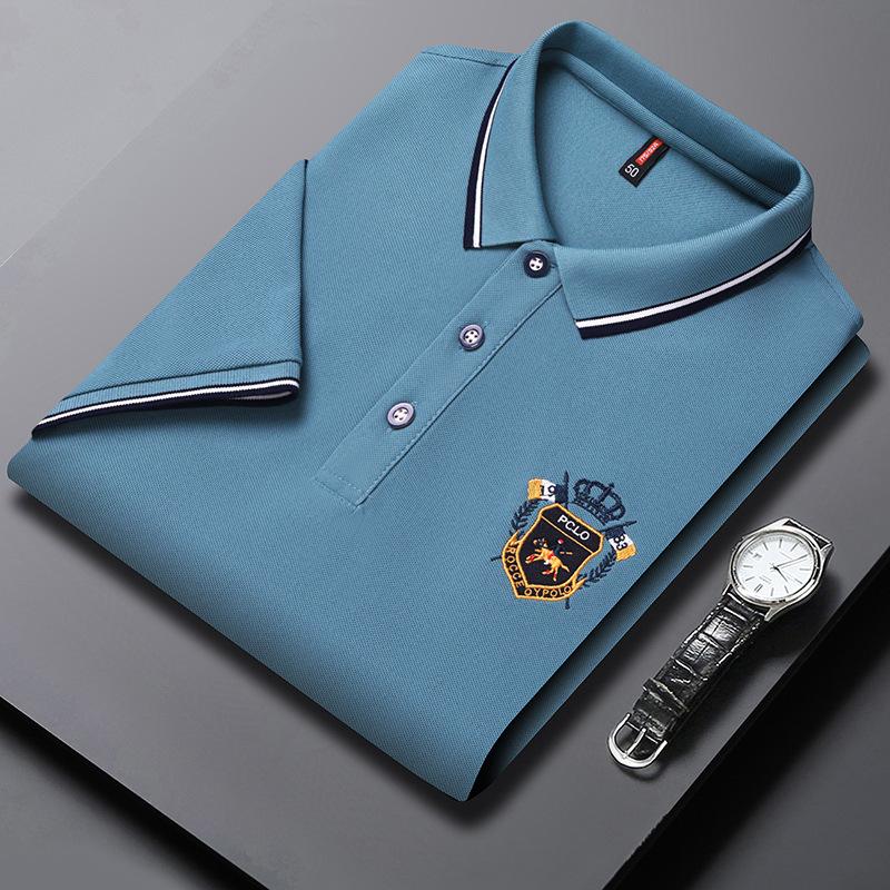 Мужская популярная рубашка поло с короткими рукавами и вышивкой, мужская летняя свободная повседневная футболка с воротником поло