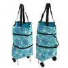 Collapsible Trolley Bags Folding Shopping Bag Canvas Multifunctional Grocery Bag with Wheel for