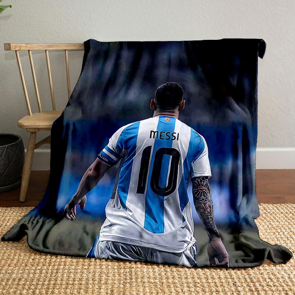 Blue and white vertical stripes on a jersey with the number "10" and name. for all seasons blanket lunch break throw gift