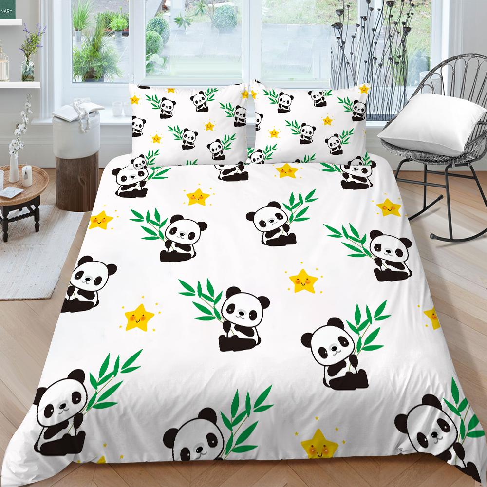 Panda Duvet Cover Queen Size Bedding Bamboo Home Textiles Children Boy Girl with Pillowcase Highend Bedding Cover