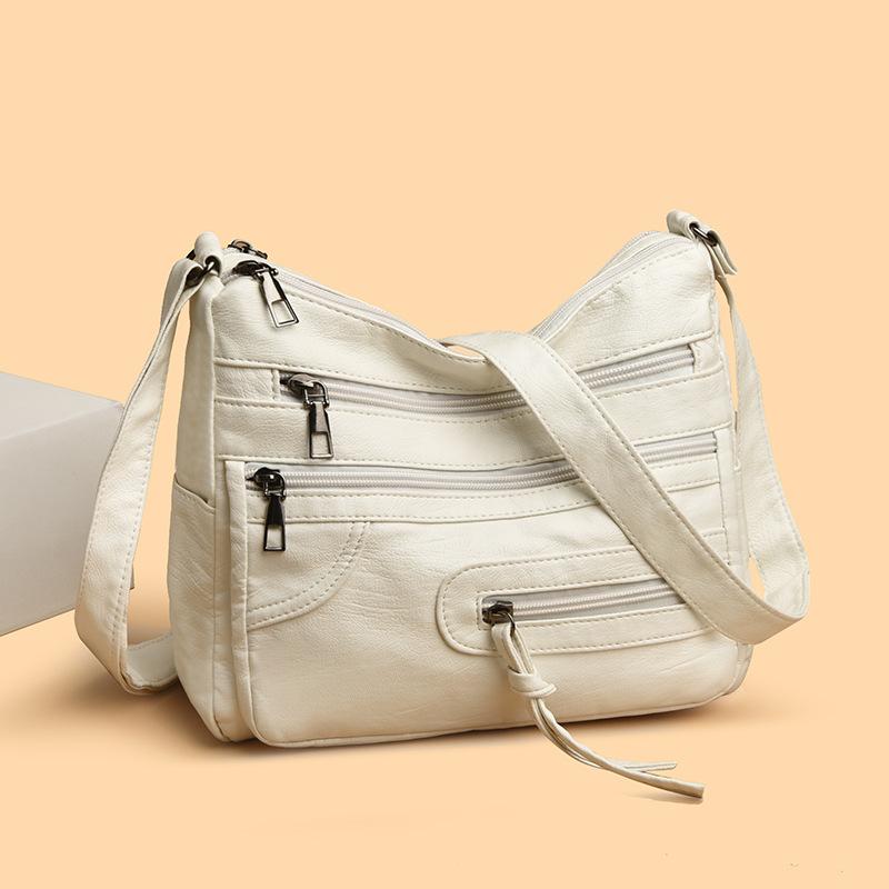 Вместительная женская модная однотонная сумка через плечо, многослойная сумка-мессенджер, многофункциональная сумка для хранения, сумка под мышкой для выхода в свет и путешествий