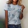 Women's Clothing T-shirt Crew Neck Fashion Short Sleeve Summer Casual Top 3D Butterfly Print Loose Breathable Women's T-shirt
