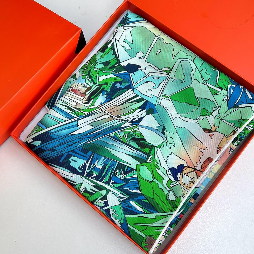 [Кристальная Долина] Великолепная Страна Чудес Нефритово-зеленый Единорог 14 мм Твил Тутовый шелк Шелковый шарф Шаль Квадратный шарф