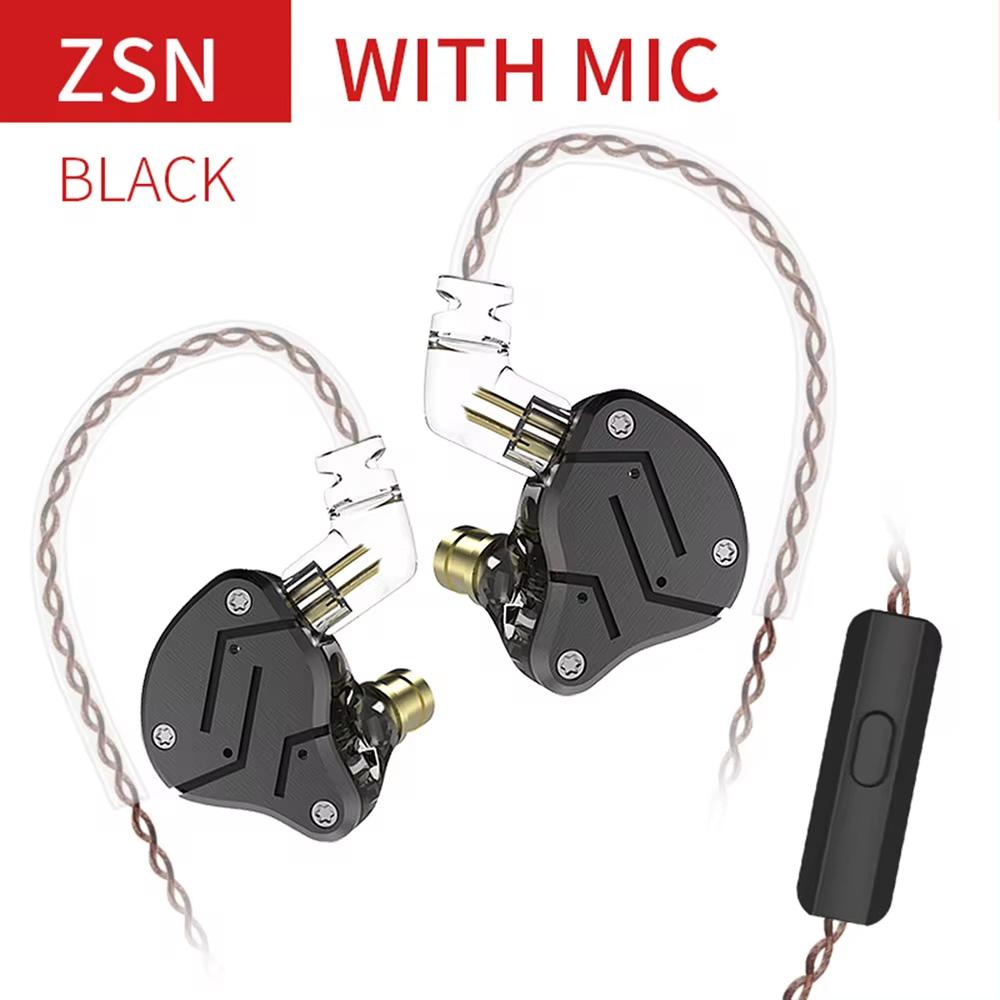 KZ ZSN Гибридная технология 1DD+1BA Проводные наушники-вкладыши Hifi Наушники с глубоким басом для музыки, спорта, игр Металлические стереонаушники с микрофоном.