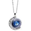 Fashion Unisex Rotate Round Dragon Eye Crescent Top Moon Pendant Long Chain