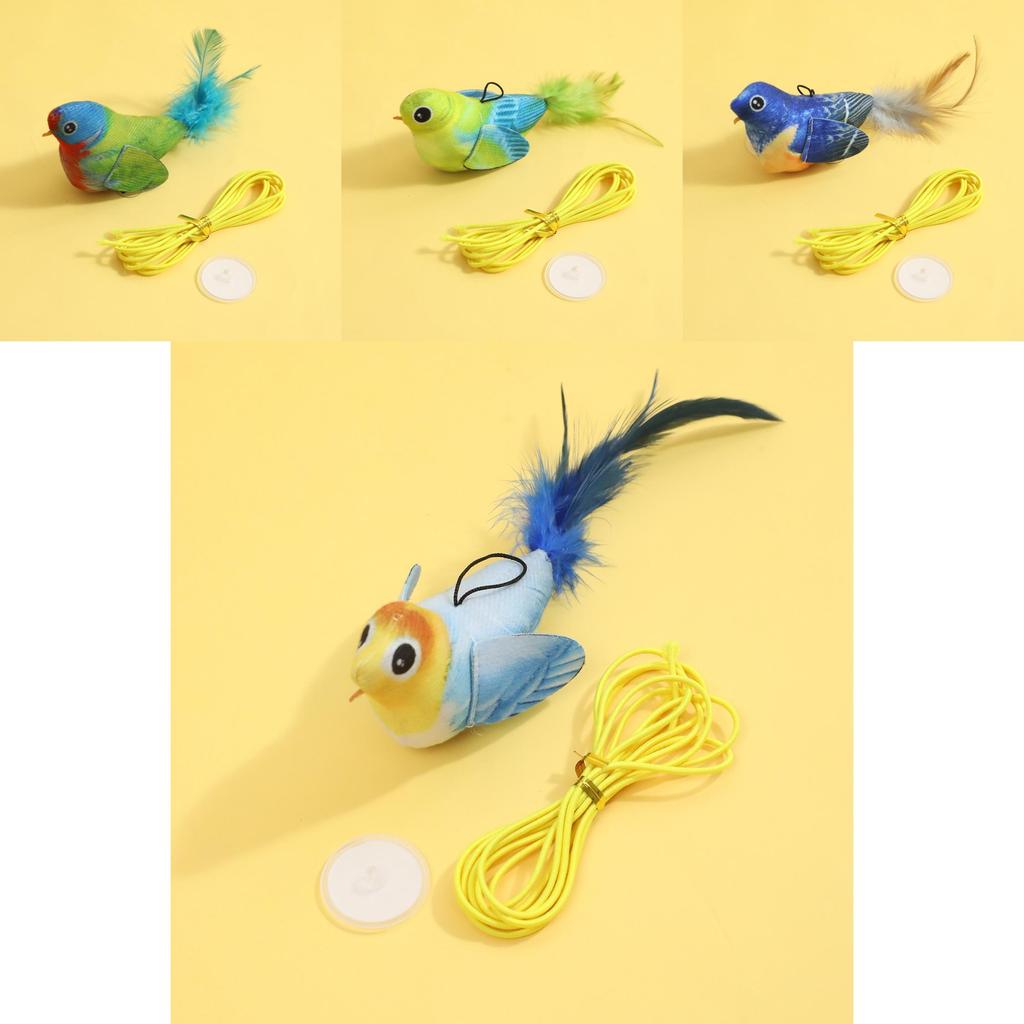 Plush Cat Toy With Suction Cup And Bionic Sound For Interactive Play