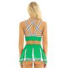 Women Japanese Schoolgirl Cosplay Uniform Girl Sexy Lingerie Sleeveless Crop Top with Mini Pleated Skirt Cheerleader Costume Set