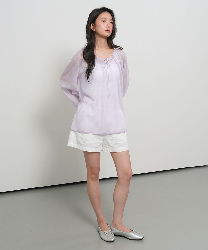 GENERALIDEA See-Through Neck String Knit Pullover [Lavender] / Gf2Lkp543