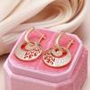 1 Pair Golden Color Drop Earrings for Women Needle Rhinestone Circle Crystal Jewelry Zircon Long Dangle Earrings