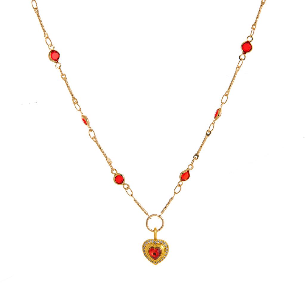 Fashionable temperament niche colorful heart shaped bead DIY pendant necklace for women