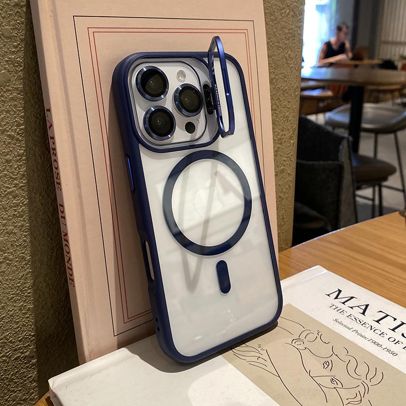 Матовый чехол для телефона для iPhone 17 16 15 14 13 12 11 Pro Max Plus Air для Magsafe Прозрачный магнитный держатель Защитная крышка для объектива