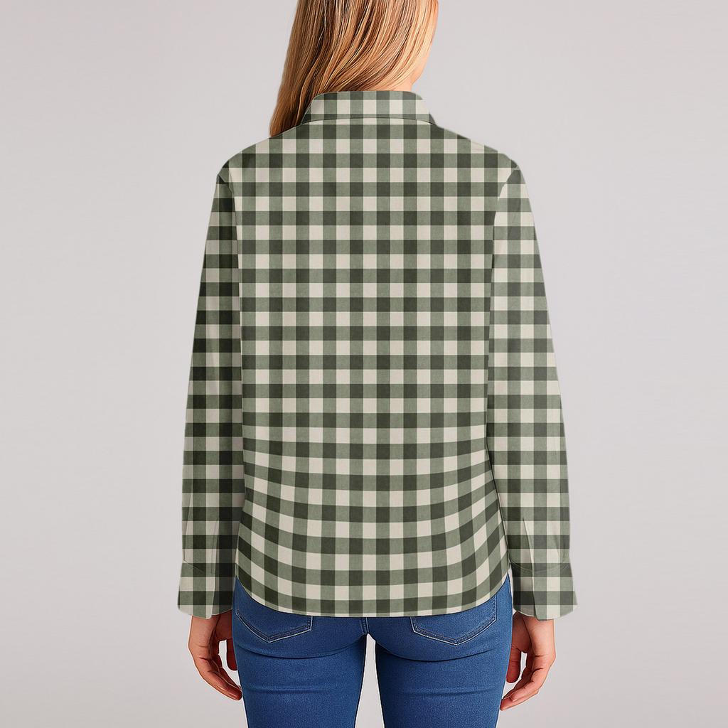 Женская рубашка-блузка с рождественским принтом и пуговицами, длинный рукав, повседневный базовый рубашечный воротник, обычный топ