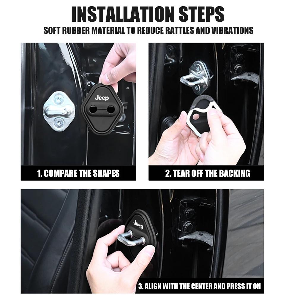 2/4PCS Anti-Rust Shockproof Car Door Lock Silicone Protector Cover for Jeep Wrangler Grand Cherokee Renegade Compass Gladiator ALO1