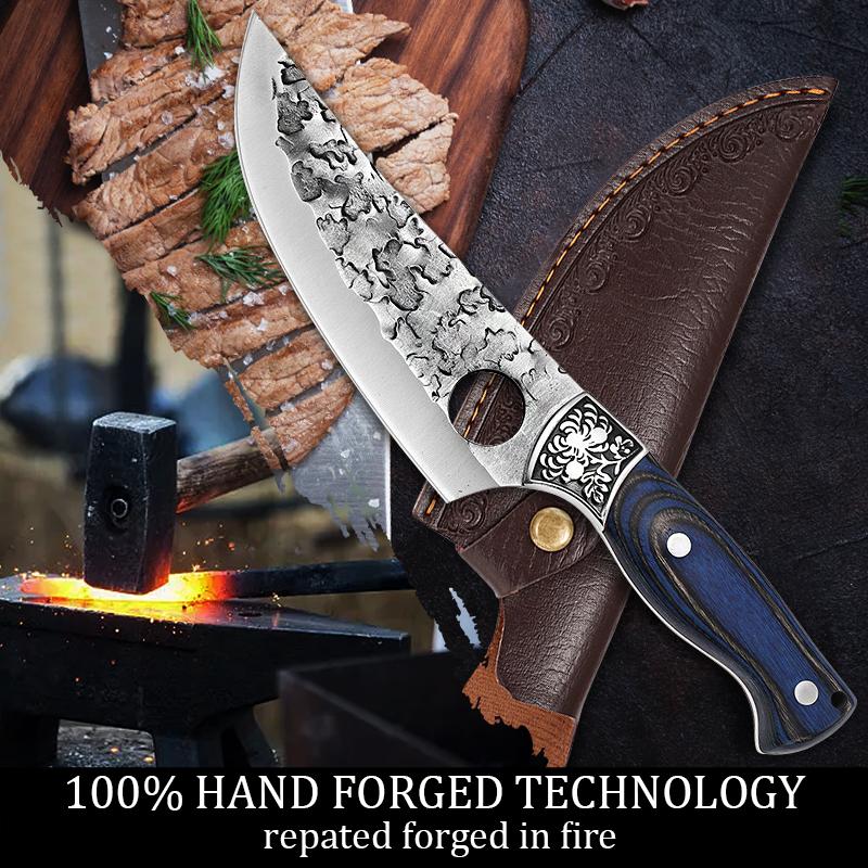 Professional Butcher Cleaver Boning Knife Forged Kitchen Chef Knife Stainless Steel Meat Fish Fruit Knife with Cover