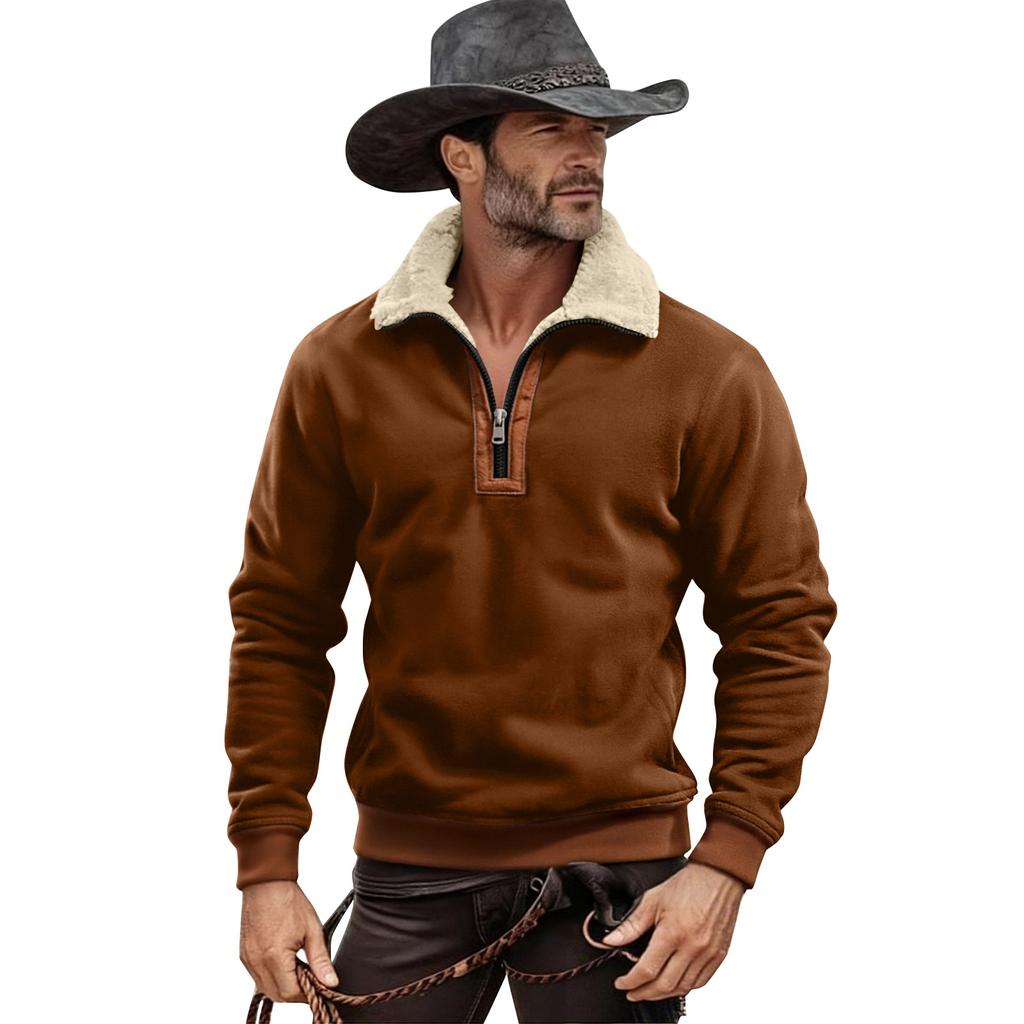 Мужская однотонная плюшевая толстовка с воротником-стойкой на молнии до середины груди, спортивная повседневная толстовка больших размеров