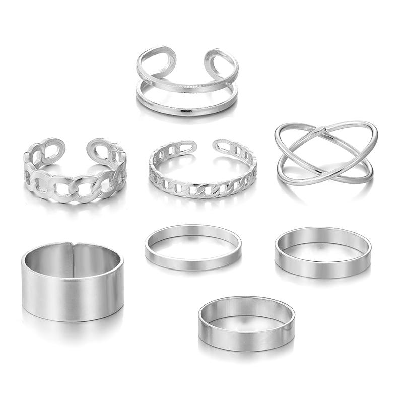 8 шт./компл. простое кольцо с крестом, женские ювелирные изделия, регулирующее кольцо, золотой, серебряный браслет