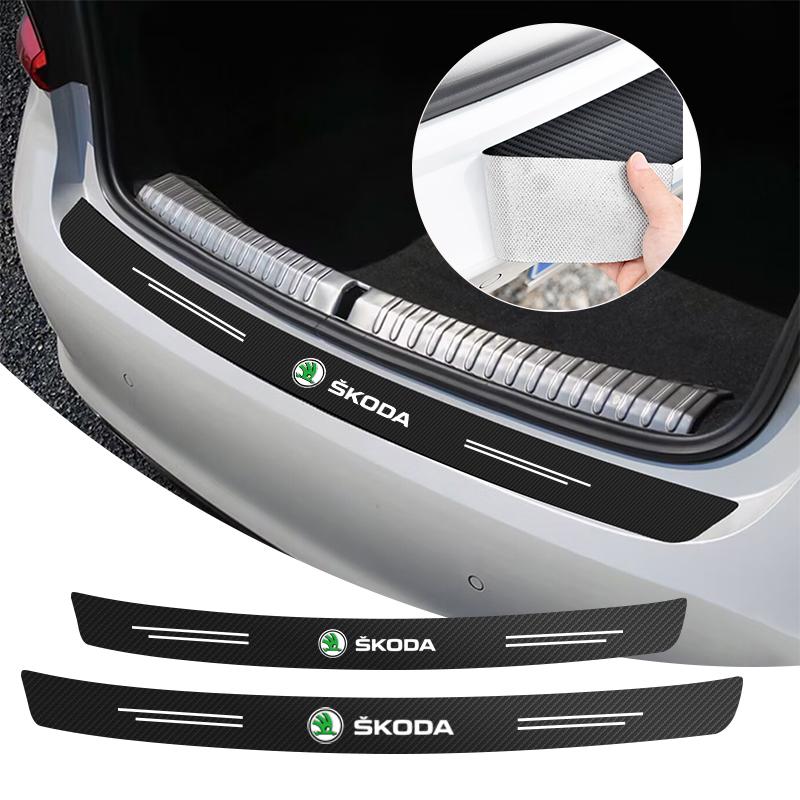 OMDP8 Carbon Fiber Car Rear Trunk Bumper Guard Stickers For Skoda Fibia 2 Superb Octavia 2 MK2 FL A5 2009 2010 Car Accessories