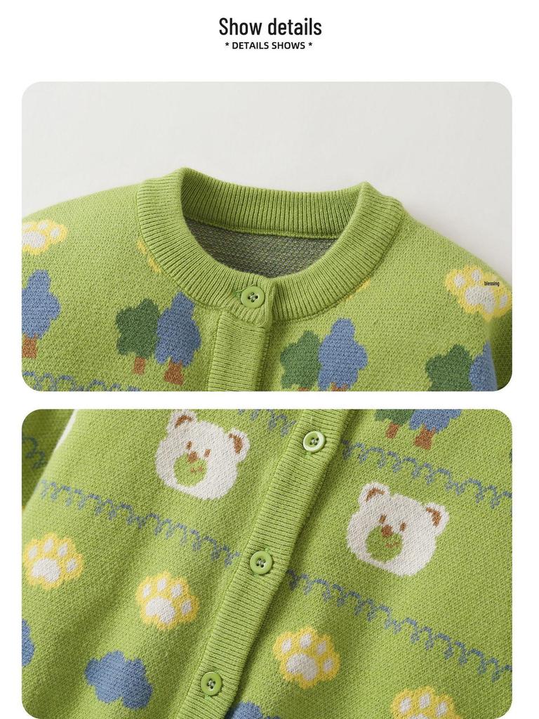 Kaka Panda Kids' Knit Cardigan - Spring Casual Top for Toddlers and Children