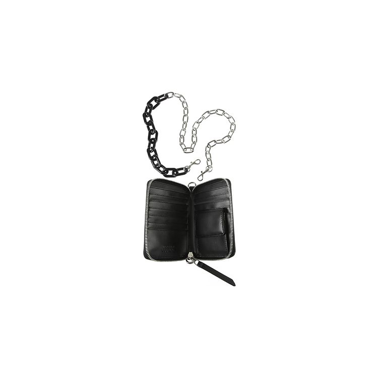 Versace Jeans Couture Color Block Chain Silver Letter Logo Cotton Clutch Wallet Women wallet Black 73VA9XM1-ZS394-899