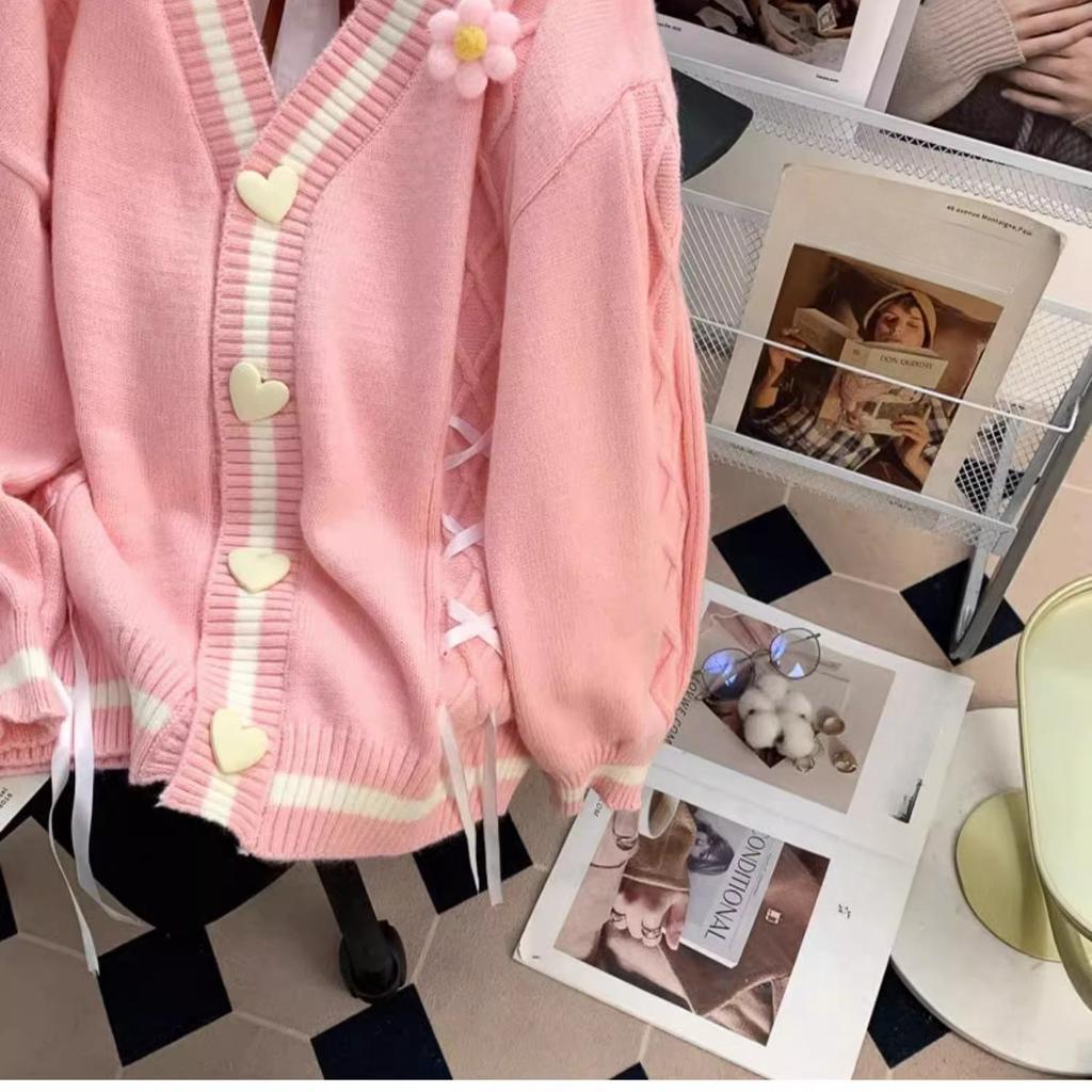 Autumn Sweet Women Hoodies Loose Hooded Sailor Collar Cute Kawaii Patchwork Female Hoodies Knitted Cardigan