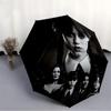 1PC Wednesday Addams Print Umbrella, Featuring Automatic Folding, And Shielding. This Sturdy And Durable Umbrella with Eight Ribs Is Convenient for Ou