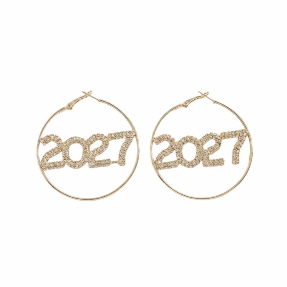 Elegant 2027 Digital Earrings Rhinestone Stud Earrings Happy New Year Earrings Celebration Holiday