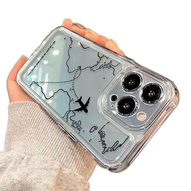 Противоударный чехол для iPhone с картой самолета для iPhone 17, 16 Pro Max, 15, 14, 13 - Защитный дизайн для трансграничной торговли