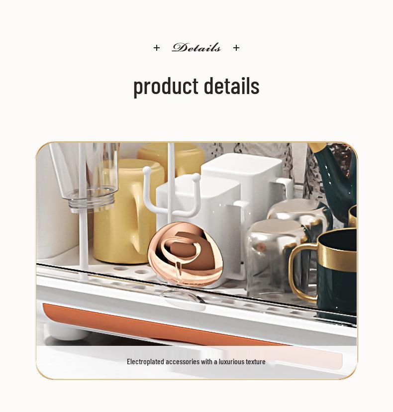 Portable Dustproof Teacup Holder & Drain Tray Rack for Home Use