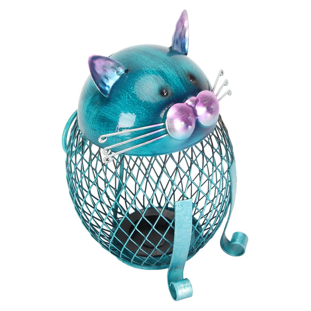 Metal Cat Coin Piggy Bank for Adults Visible Handcrafted Cute Animal Money Bank with Bottom Cover Fo