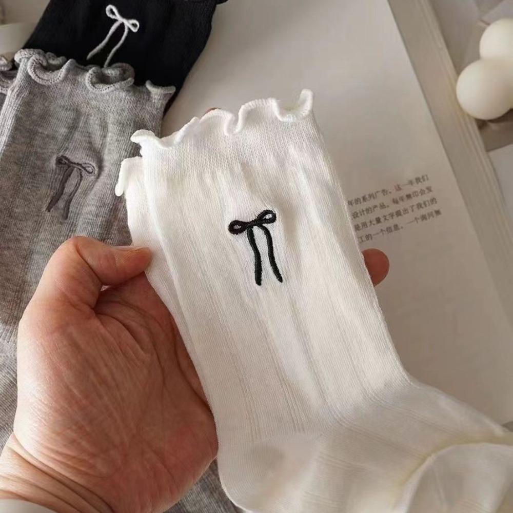 Sweet Bow Lace Hollow Socks Lolita Style Short Crew Socks New Anklets Socks  for Spring Summer