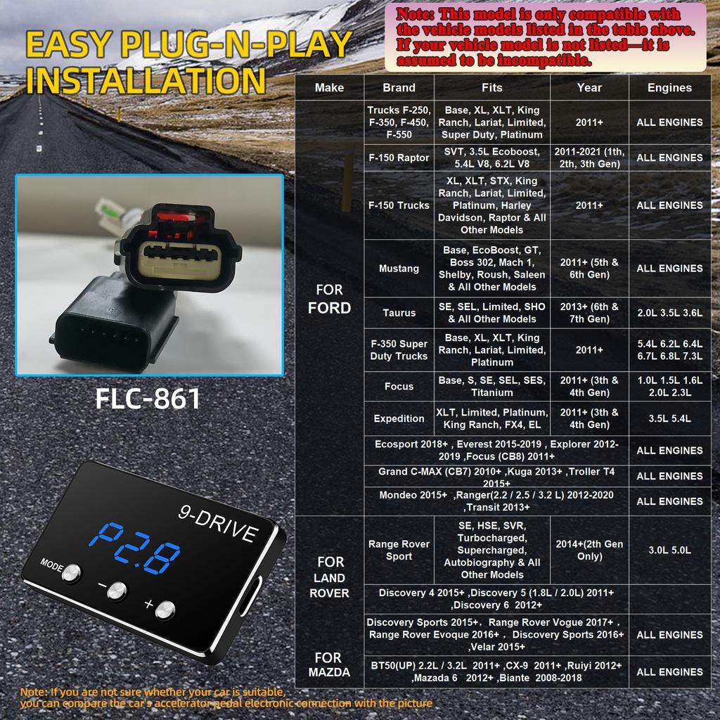 Car Electronic Throttle Controller Accelerator Tuning 9 Drives 5 Modes Racing Accelerator Potent Booster For BMW For Ford Ranger