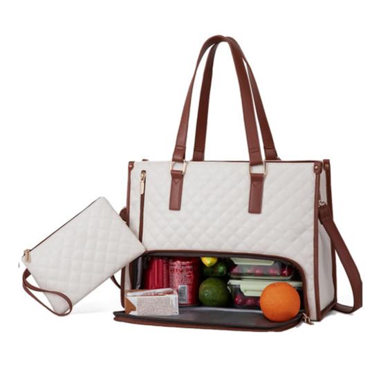 Сумка-тоут 2 в 1, сумка для ланча для женщин, сумка для ланча для ноутбука 15,6 дюйма, большая сумка с отделением для ланча, вместительная рабочая сумка для офиса, колледжа
