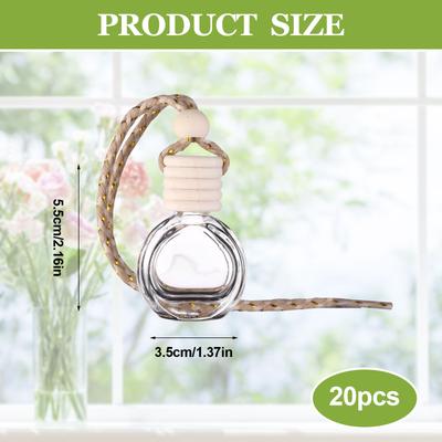 20 шт. 8 мл Подвесной автомобильный освежитель воздуха Диффузор Цилиндрическая форма Пустой Прозрачное стекло Эфирный диффузор Бутылка-диффузор Автомобильный освежитель воздуха