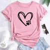 Women Summer T Shirt Print Love Cat Claw Short Sleeve Tees Casual Printed Tops