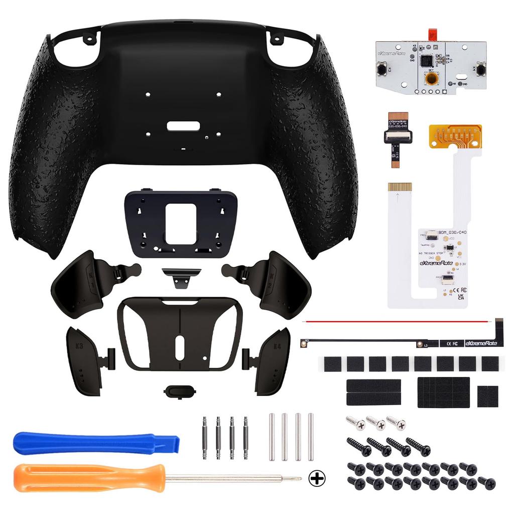 EXtremeRate Metal Version RISE4 V3 Комплект для переназначения кнопок на задней панели для совместимости с платой обновления контроллера PS5 Текстурированная задняя панель 4 кнопки на задней панели для