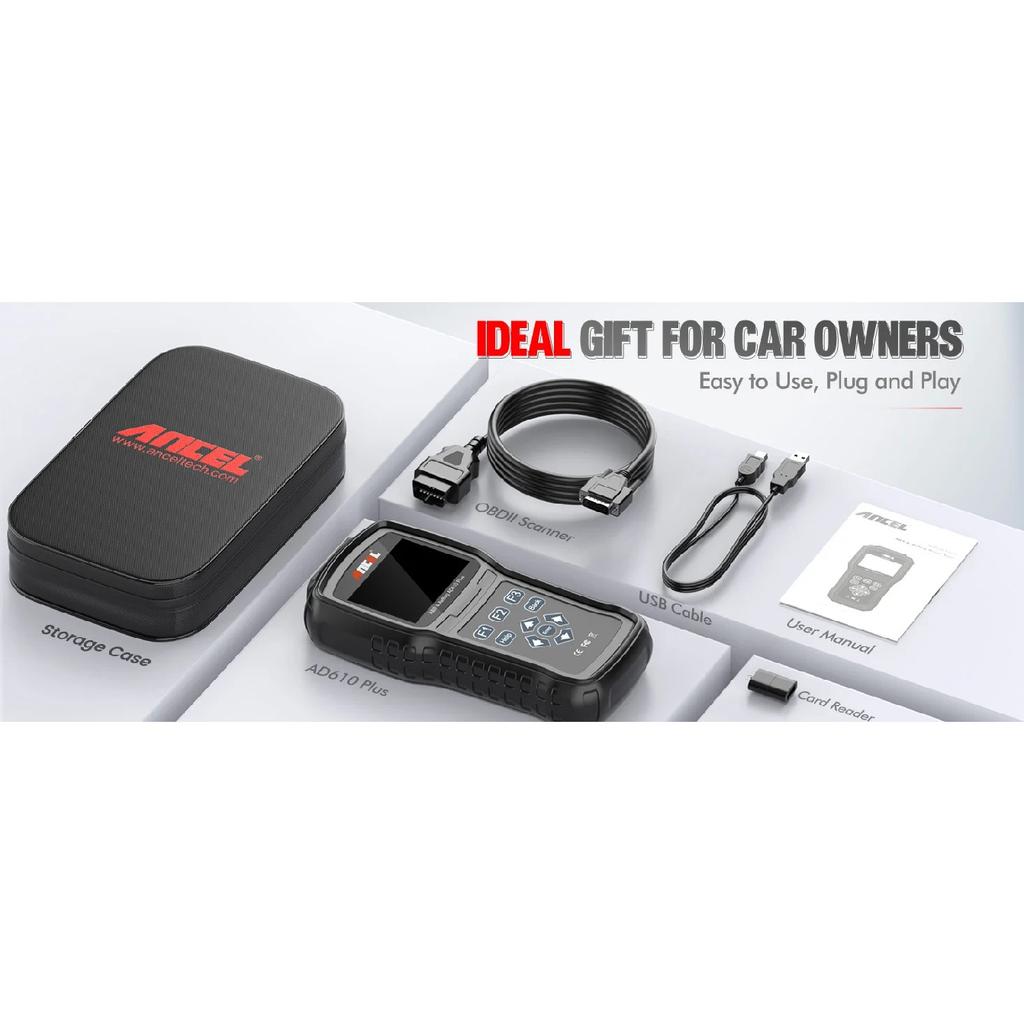 ANCEL AD610 PRO Автомобильный OBD2 сканер ABS Bleeding SRS SAS Подушка безопасности Масло Индикатор EPB Сброс Двунаправленный Диагностический инструмент Считыватель кодов