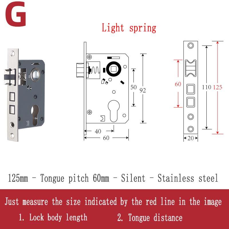 Stainless Steel Lock Body Lock Core Indoor Bedroom Lock Tongue Lock Universal Type Room Household Silent Wooden Door Lock