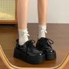Маленькие кожаные туфли-маффины на толстой подошве, женские, весенние, новые, универсальные, в стиле ретро, в британском стиле, на шнуровке, под юбку, одинарные туфли