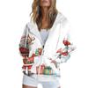 Женская рождественская печатная толстовка осень-зима с длинным рукавом кардиган куртка с карманами на молнии толстовка с капюшоном верхняя одежда