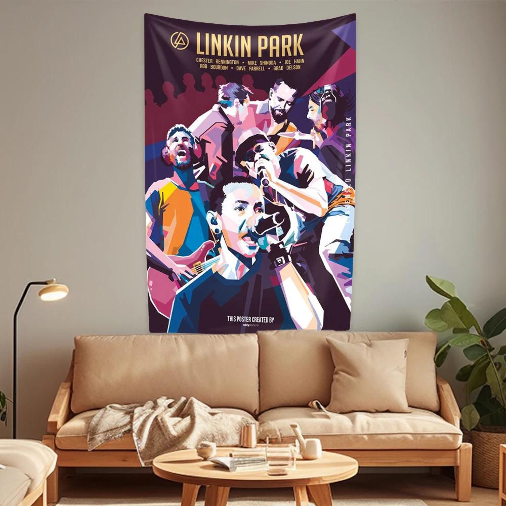 Гобелен Рок-н-ролл Музыка Linkin Park Рок-группа Домашнее украшение Настенное украшение Спальня Общежитие Фоновая ткань Декор для концерта